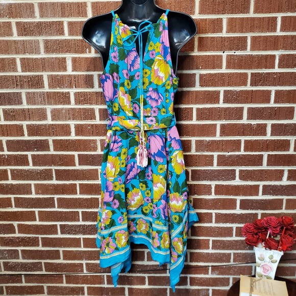 Lilka by Anthropologie Dinan Halter Handkerchief Floral Beach Midi Dress XS - Picture 8 of 8